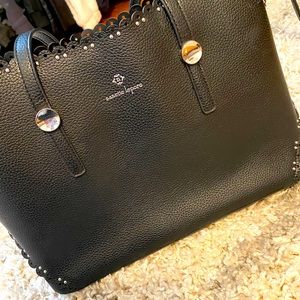 Black leather tote